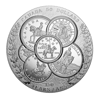 A picture of a 2023 $50 Fine Silver Coin - Curated Coin Collection: RCMP
